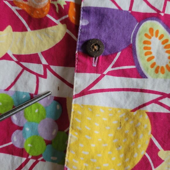 Vintage 80s Esprit Kids Food Fruit Print Button Short Sleeve Shirt Teens Sz L - Picture 9 of 14